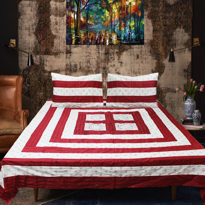 Cotton Satin Patch Work Bedsheet | Home Décor | Waseeh Pakistan