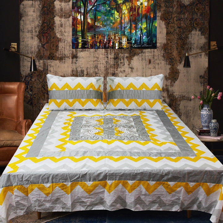 Cotton Satin Patch Work Bedsheet | Home Décor | Waseeh Pakistan