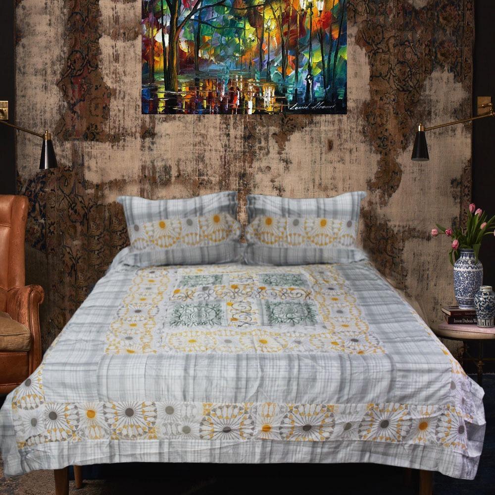 Cotton Satin Patch Work Bedsheet | Home Décor | Waseeh Pakistan