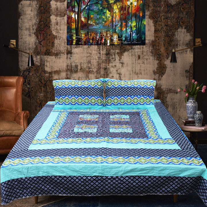 Cotton Satin Patch Work Bedsheet | Home Décor | Waseeh Pakistan