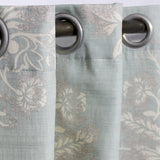 Light Green Floral - Curtain With Lining - Single Panel - 44" x 96" - waseeh.com
