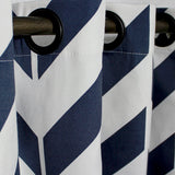 Blue Zig Zag - Duck Cotton Curtain With Lining - Single Panel - 44" x 96" - waseeh.com