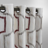 White and Maroon Geometric - Curtain With Lining - Single Panel - 50" x 89" - waseeh.com