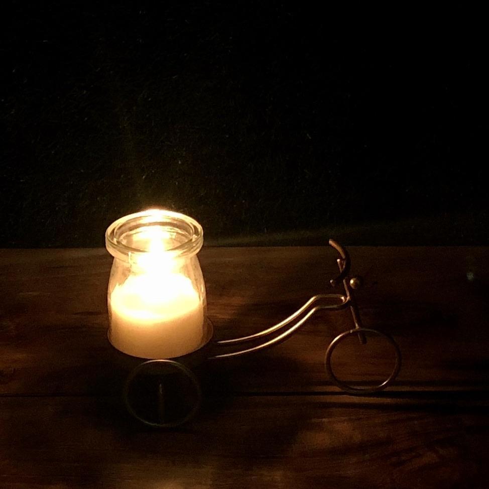 Cycle Metal Golden Candle Stand with Glass Pot &amp; Candle | Home Décor | Waseeh Pakistan