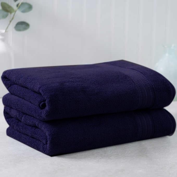 Dark Blue Egyptian Cotton Towel - Pack of 2 | Home Décor | Waseeh Pakistan