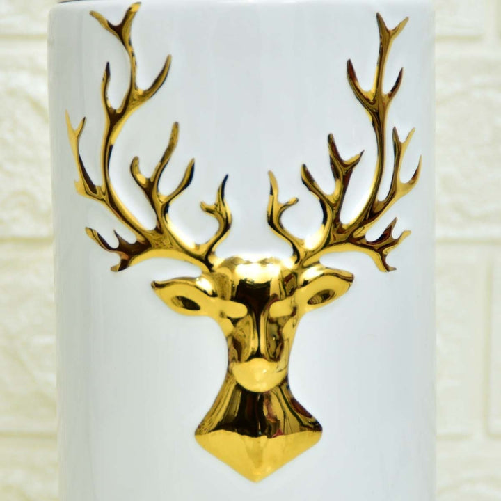 Deer White Ceramic Airtight Jar | Home Décor | Waseeh Pakistan
