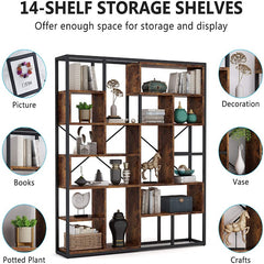 Staggered Living Room Bookcase Organizer Storage Rack Decor - waseeh.com