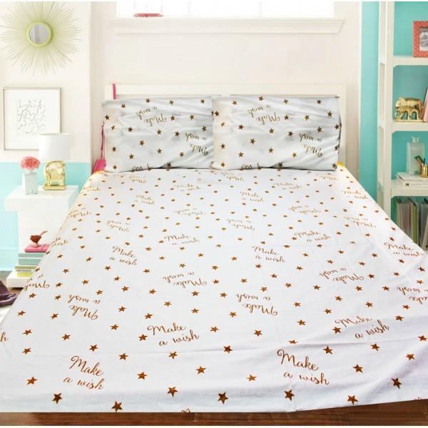 Export Cotton Double Bed Sheet With 2 Pillow cases -ecn045 - waseeh.com