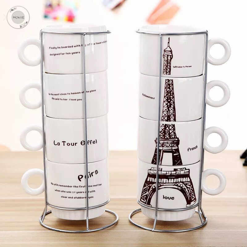 Eiffel Tower Coffee Mugs (4 Pcs) | kitchen item | Waseeh Pakistan