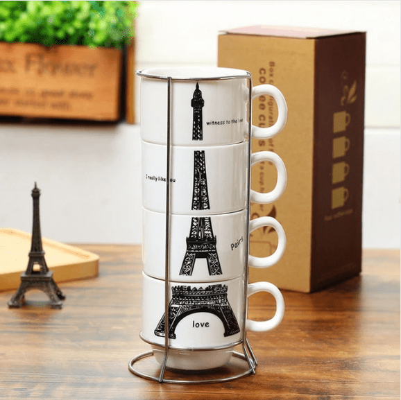 Eiffel Tower Coffee Mugs (4 Pcs) | kitchen item | Waseeh Pakistan