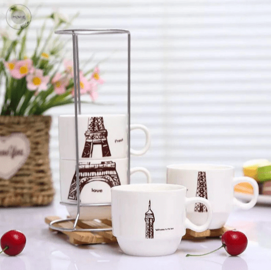 Eiffel Tower Coffee Mugs (4 Pcs) | kitchen item | Waseeh Pakistan