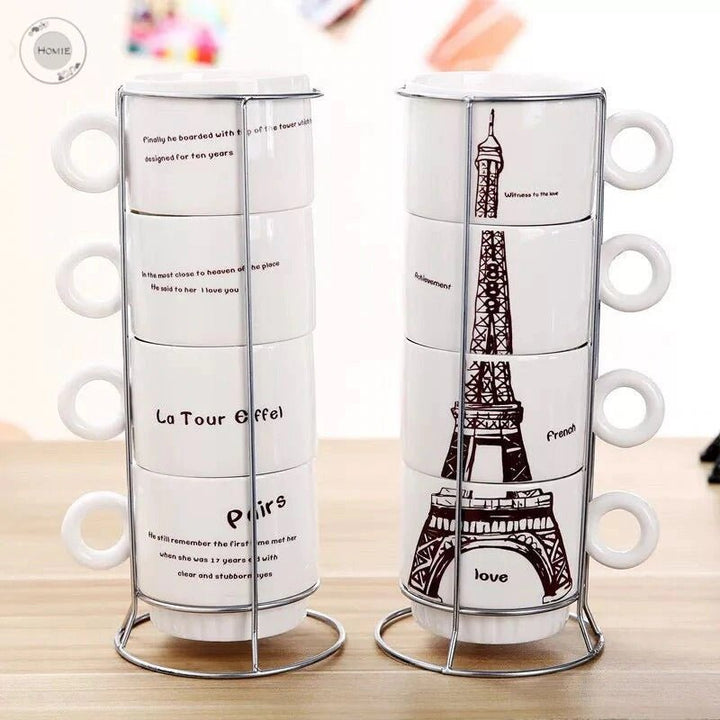 Eiffel Tower Coffee Mugs (4 Pcs) | kitchen item | Waseeh Pakistan