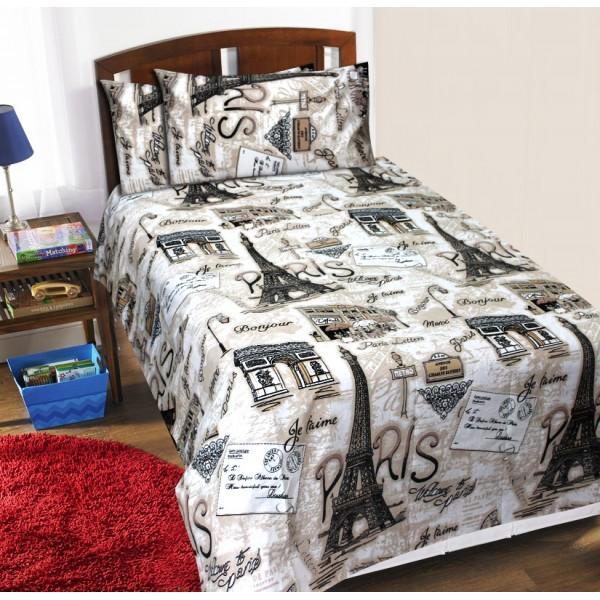 Eiffel Tower - Export Quality Cotton Bed Sheet - 3 pc set | Home Décor | Waseeh Pakistan
