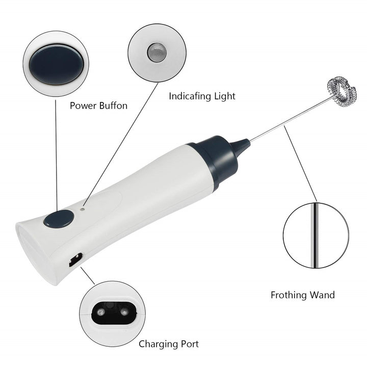 Electric Milk Frother Rechargeable Handheld Wand Coffee Mixer | kitchen item | Waseeh Pakistan
