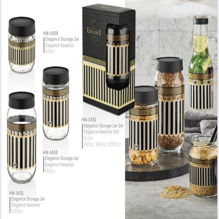 ELEGANCE Jar Set (3 piece) | kitchen item | Waseeh Pakistan