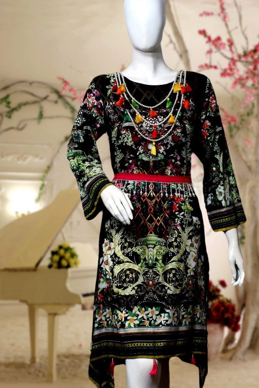 Elegant Black - Lawn Fabric - Ladies | Fashion Point | Waseeh Pakistan