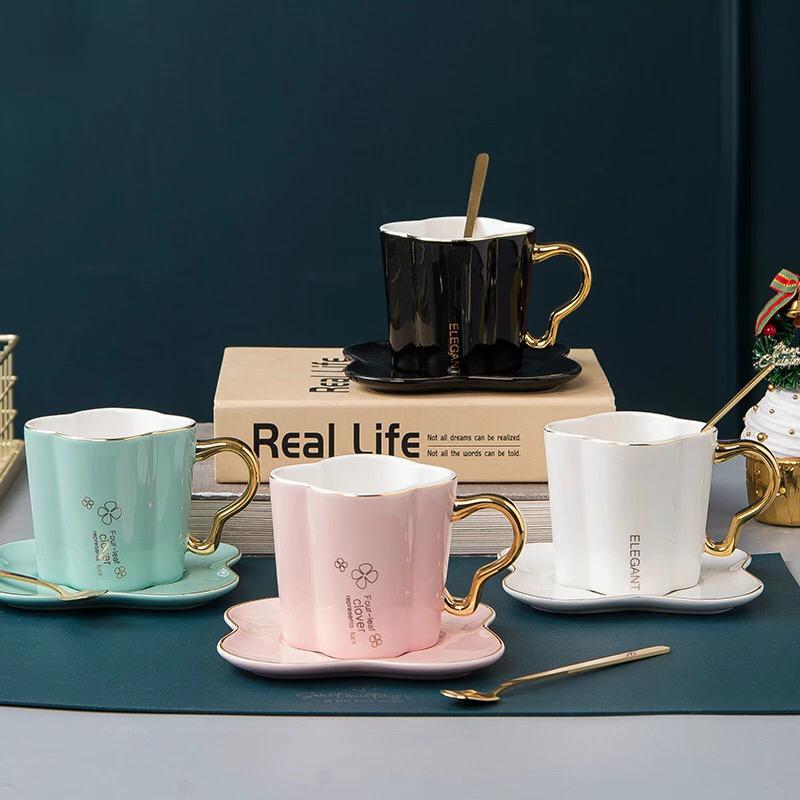 Elegant Four-leaf Clover Cup Set | kitchen item | Waseeh Pakistan