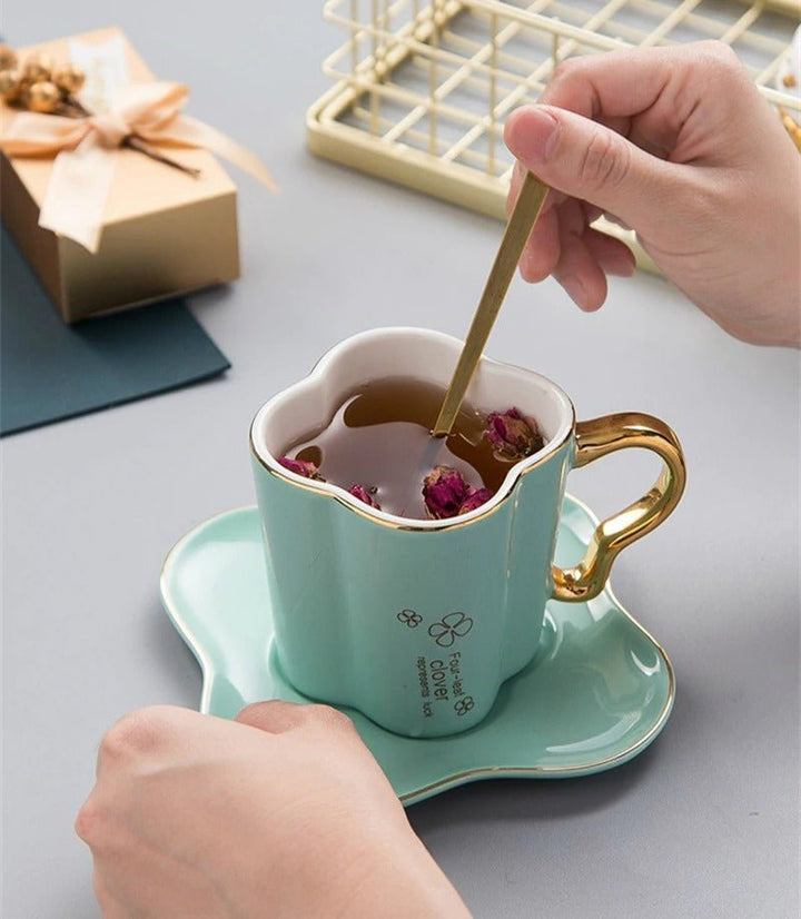 Elegant Four-leaf Clover Cup Set | kitchen item | Waseeh Pakistan