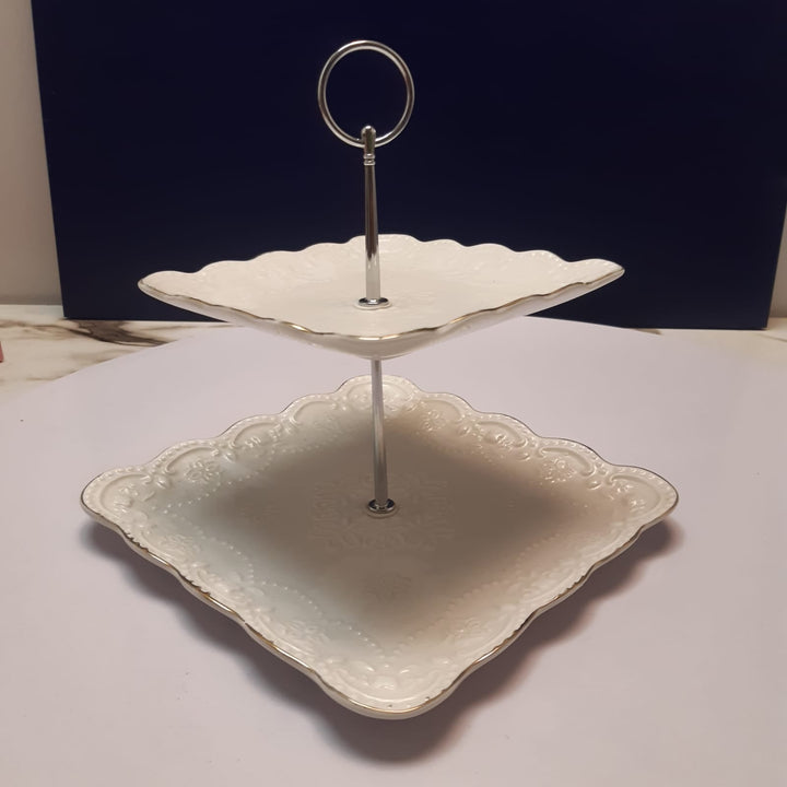 Embossed Snack Dish Cake Tray (2 Layer) | kitchen item | Waseeh Pakistan