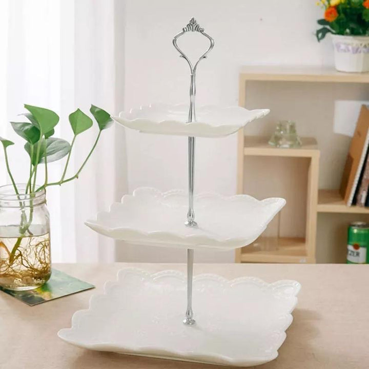 Embossed Snack Dish Cake Tray (3 Layer) | kitchen item | Waseeh Pakistan
