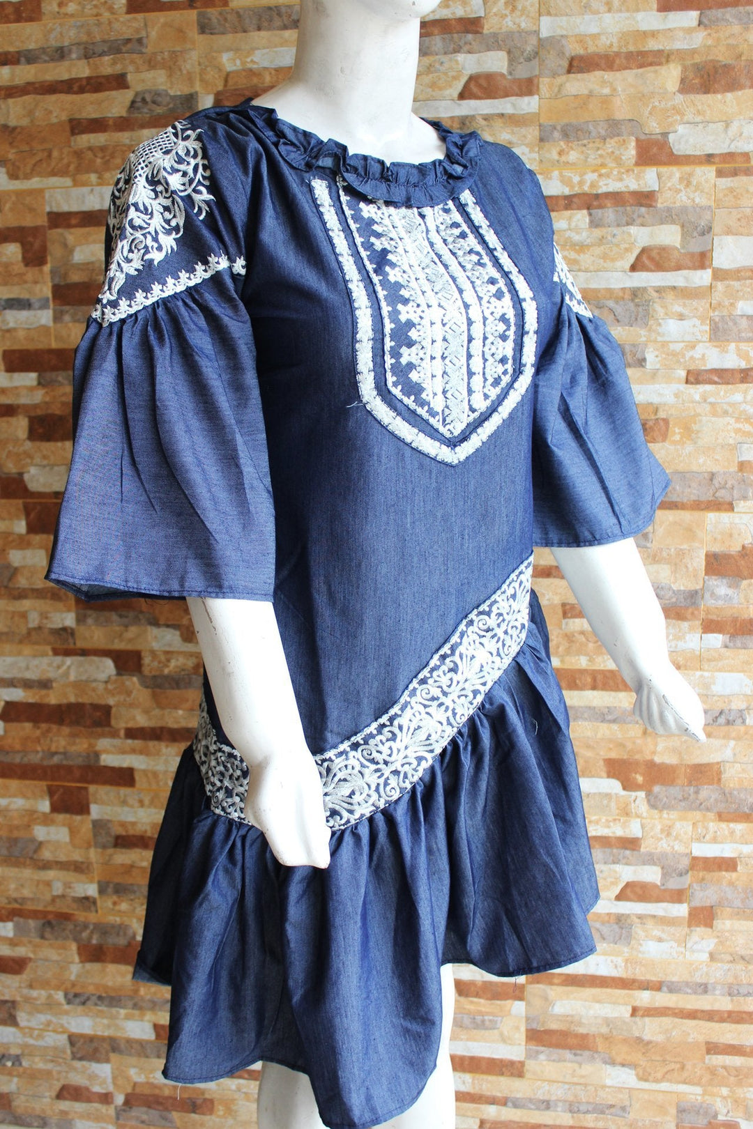 Embroided Cotton - Denium Blue - Ladies | Fashion Point | Waseeh Pakistan