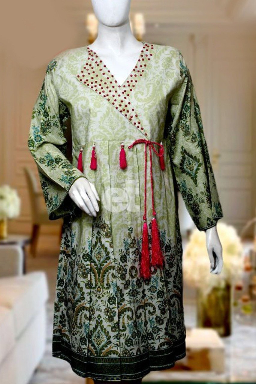Embroided Green - Lawn Fabric - Ladies | Fashion Point | Waseeh Pakistan