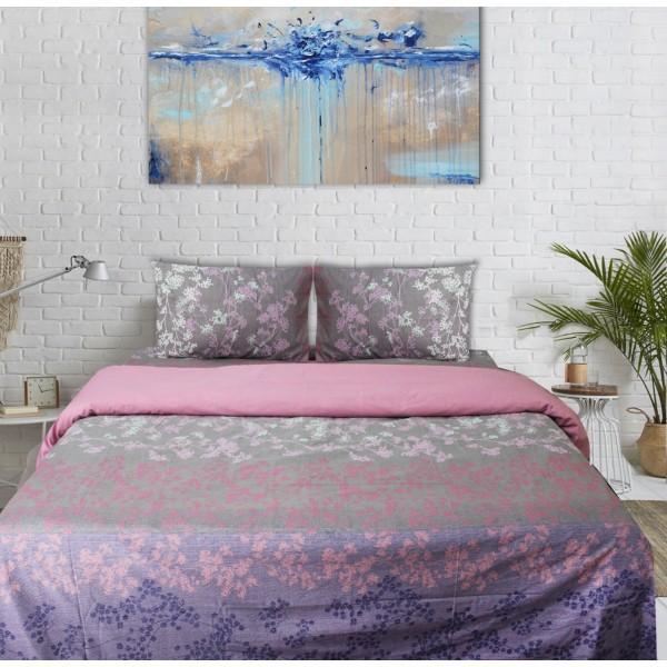 Export Cotton Quilt Cover Set - 4 pcs - Pink and Gray Floral | Home Décor | Waseeh Pakistan