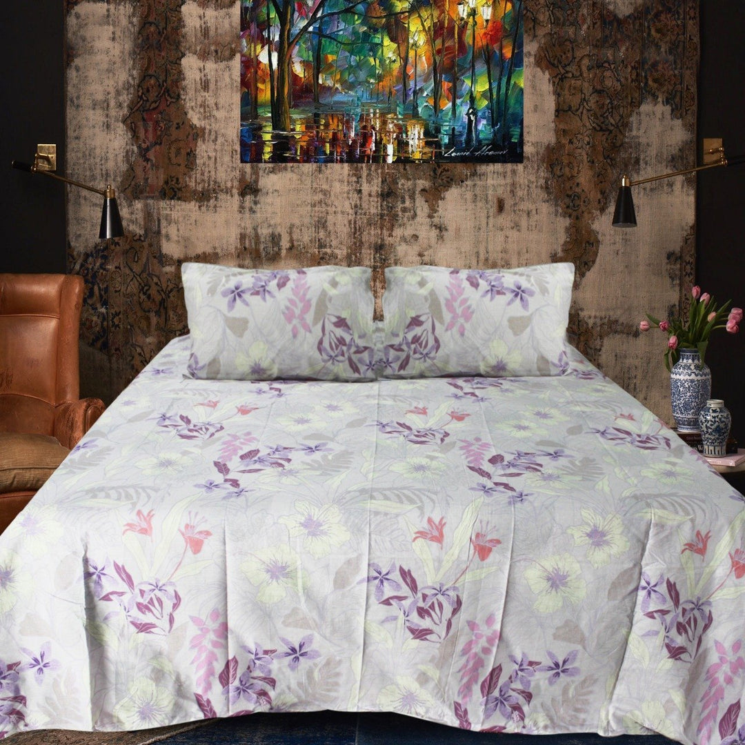 Export Quality Cotton Double Bed Sheet With 2 Pillow cases | Home Décor | Waseeh Pakistan