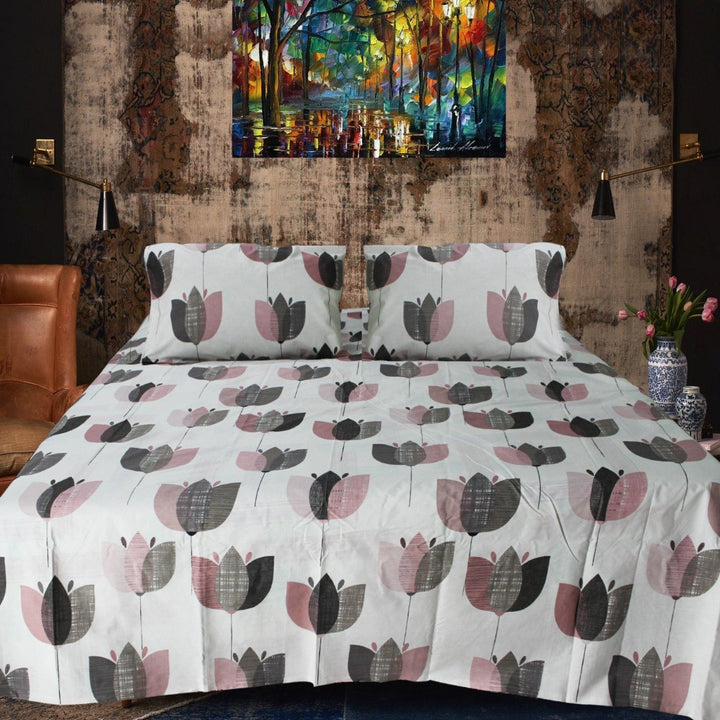 Export Quality Cotton Double Bed Sheet With 2 Pillow cases | Home Décor | Waseeh Pakistan