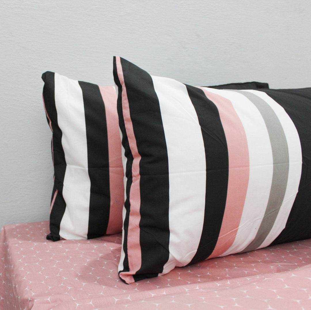 Export Quality Quilt Cover Set - 3 pcs - Pink Lined | Home Décor | Waseeh Pakistan