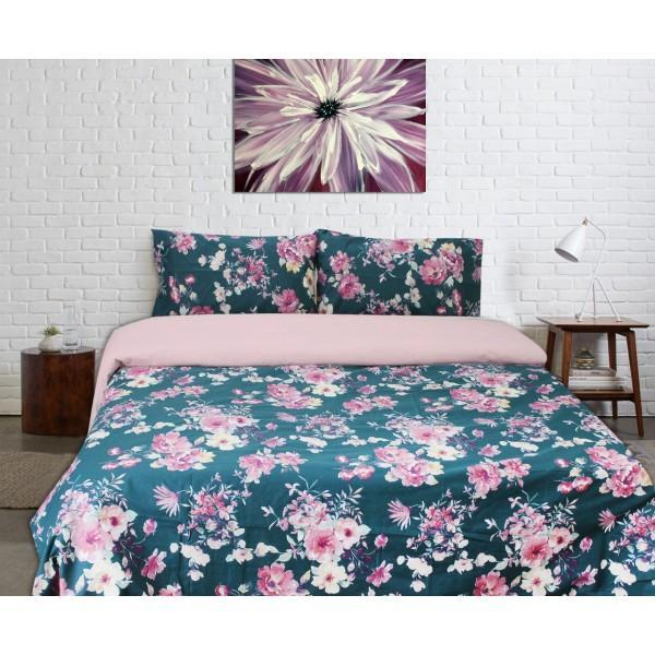 Export Quality Quilt Cover Set - 4 pcs - Green Floral | Home Décor | Waseeh Pakistan
