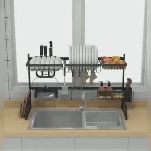 Kitchen Space Stainless Steel Dish Drying Rack (Black)