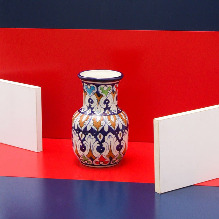 Fantasy Neck Felicity Vase-Blue pottery | Home Décor | Waseeh Pakistan