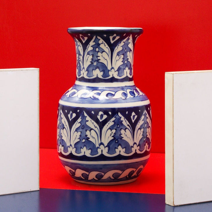 Fantasy Neck Felicity Vase-Blue pottery | Home Décor | Waseeh Pakistan