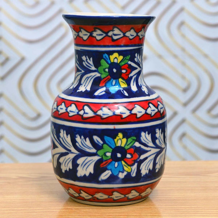 Fantasy Neck Felicity Vase-Blue pottery | Home Décor | Waseeh Pakistan
