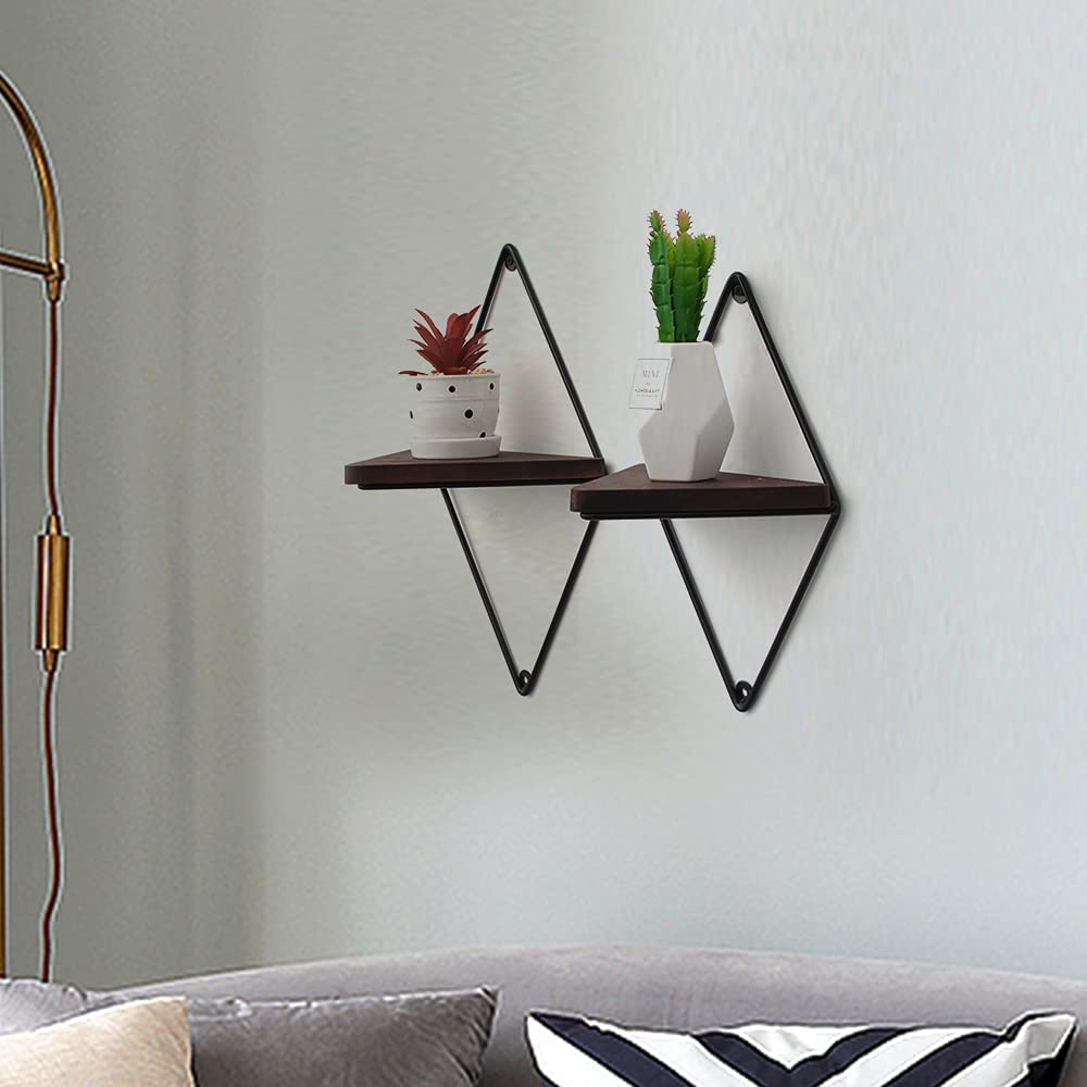 Farmhouse Floating Metal Solid Wood Living Lounge Drawing Room Shelves (Set of 2) | Furniture | Waseeh Pakistan