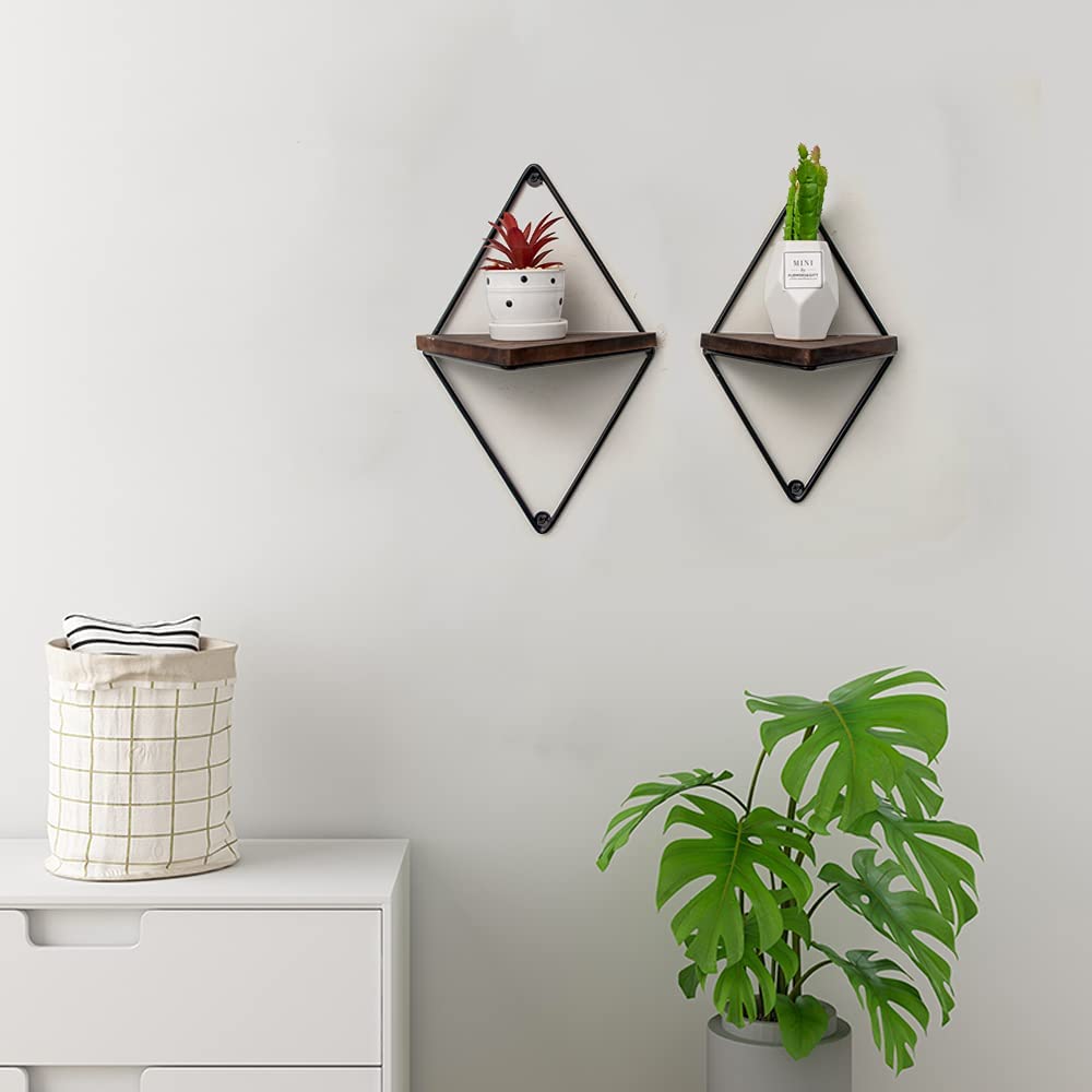Farmhouse Floating Metal Solid Wood Living Lounge Drawing Room Shelves (Set of 2) | Furniture | Waseeh Pakistan