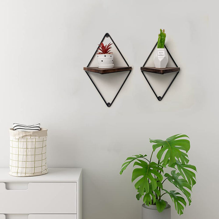Farmhouse Floating Metal Solid Wood Living Lounge Drawing Room Shelves (Set of 2) | Furniture | Waseeh Pakistan
