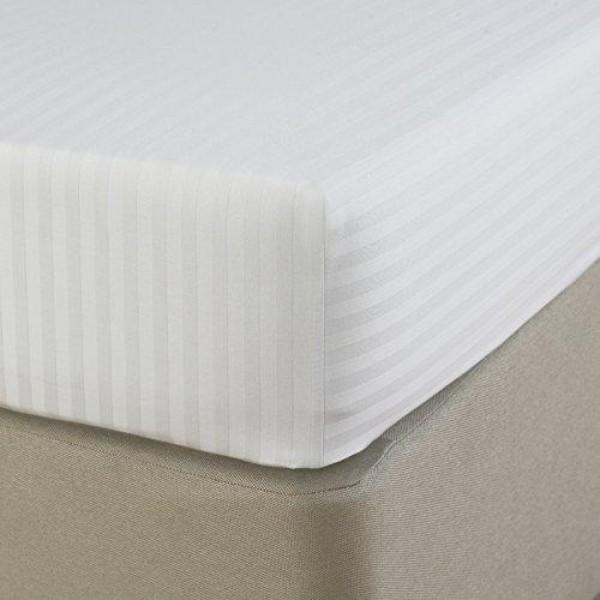 Fitted Sheet - White Striped - Satin | Home Décor | Waseeh Pakistan