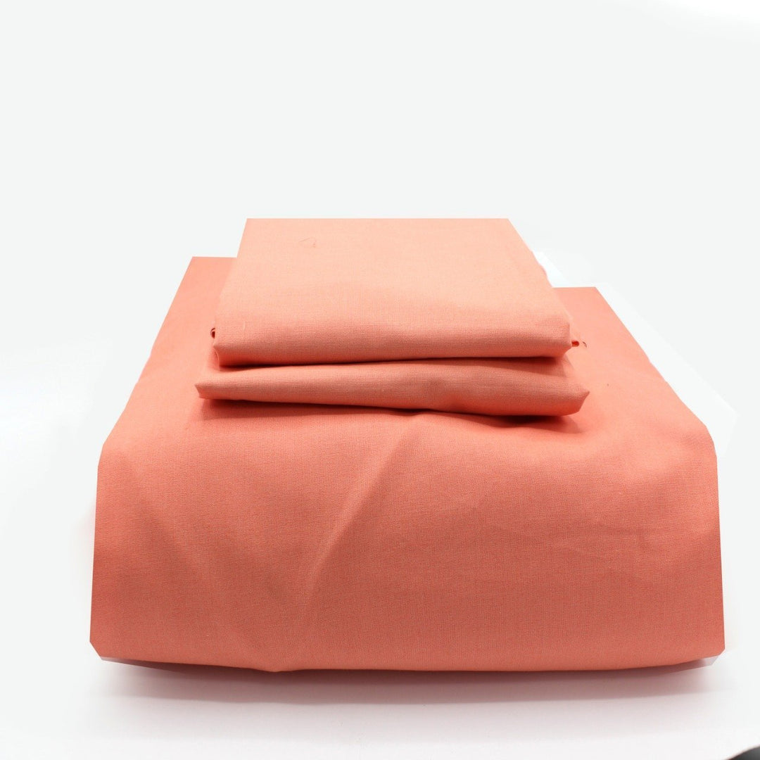 Fitted Sheet with 2 Pillow Covers - Peach | Home Décor | Waseeh Pakistan