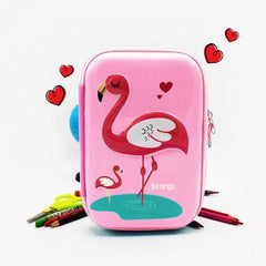 Double zipper pencil case -Flamingo - waseeh.com