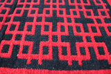 Geometric - Hand-woven Woolen Rug - Double Seam - Red and Black - 2' x 3' - waseeh.com