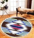 Round Geometric - Hand-woven Woolen Rug - Round Large - 4' x 4' - waseeh.com