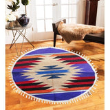 Hand-woven Woolen Rug - Round Small -fm-gkrrs7 - waseeh.com