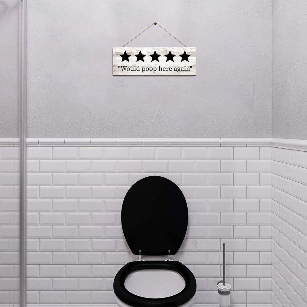 Funny "Would Poop Here Again" Wall Caption Bathroom Decor | Home Décor | Waseeh Pakistan