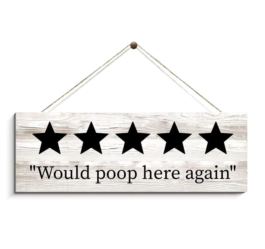 Funny "Would Poop Here Again" Wall Caption Bathroom Decor | Home Décor | Waseeh Pakistan