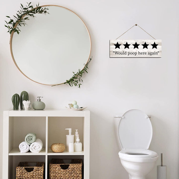 Funny "Would Poop Here Again" Wall Caption Bathroom Decor | Home Décor | Waseeh Pakistan