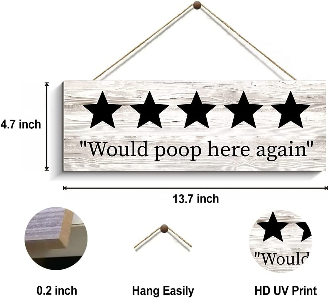Funny "Would Poop Here Again" Wall Caption Bathroom Decor | Home Décor | Waseeh Pakistan