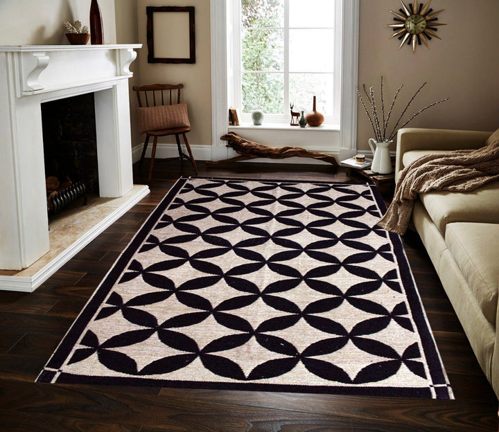 Geometric Floral - Hand-woven Woolen Rug - Double Seam - 4&