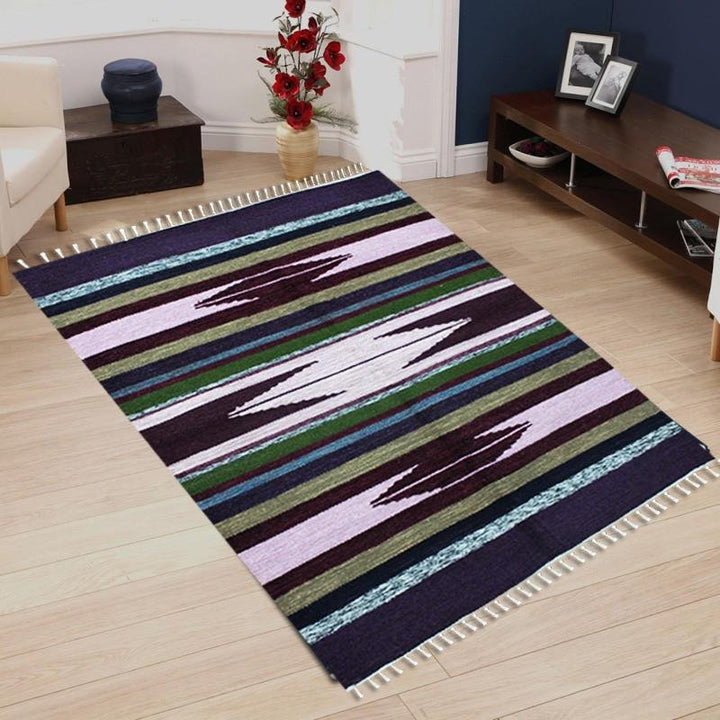 Geometric - Hand-woven Woolen Rug - 3&